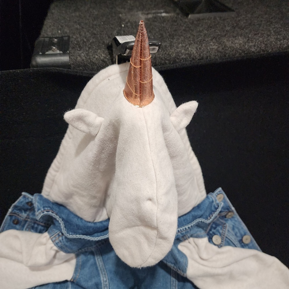Baby Gap Toddler Girls Blue Denim Unicorn Hoodie Jacket 4Years 4T Rose Gold Horn - Picture 8 of 9